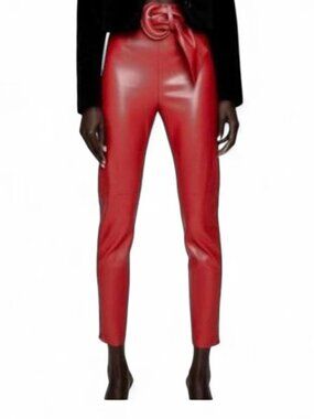 ZARA Faux Red Leather Pants - Small